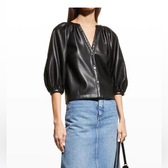 STAUD Tops - STAUD Dill Faux Leather Top NWT- Black - Size M